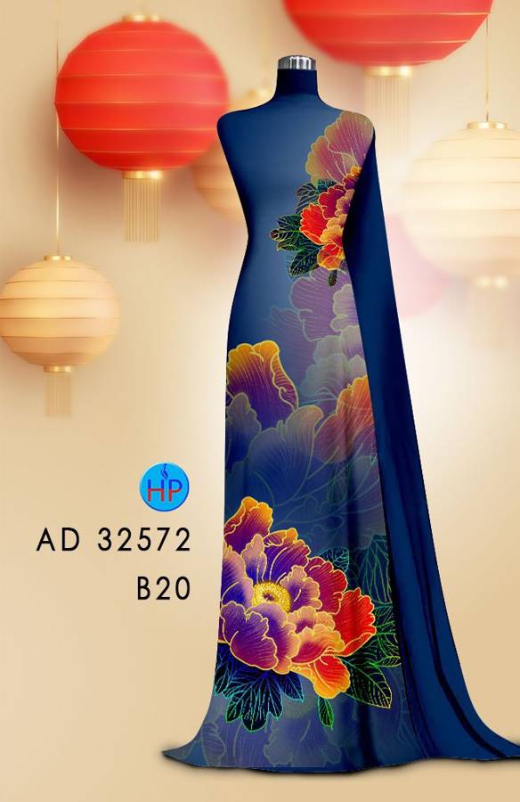 Vải Áo Dài Hoa In 3D AD 32572 16